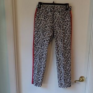 Joe B. Leopard/Cheetah Print Pants with Red Stripe Each Side